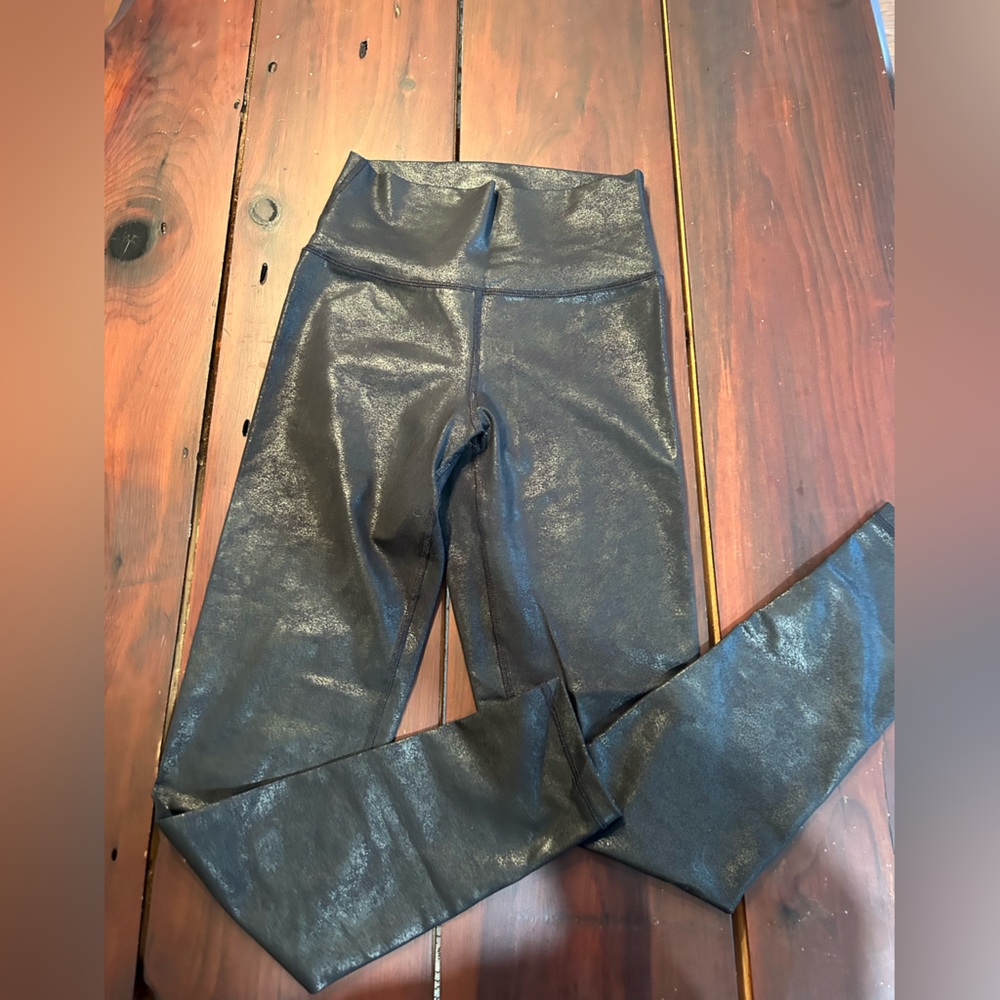 Patent leather looking tights